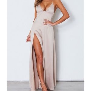 Champagne Split Maxi Dress